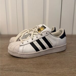 Adidas Shoes Mens 7 Superstar Sneakers White Leather Round Toe Low S81014